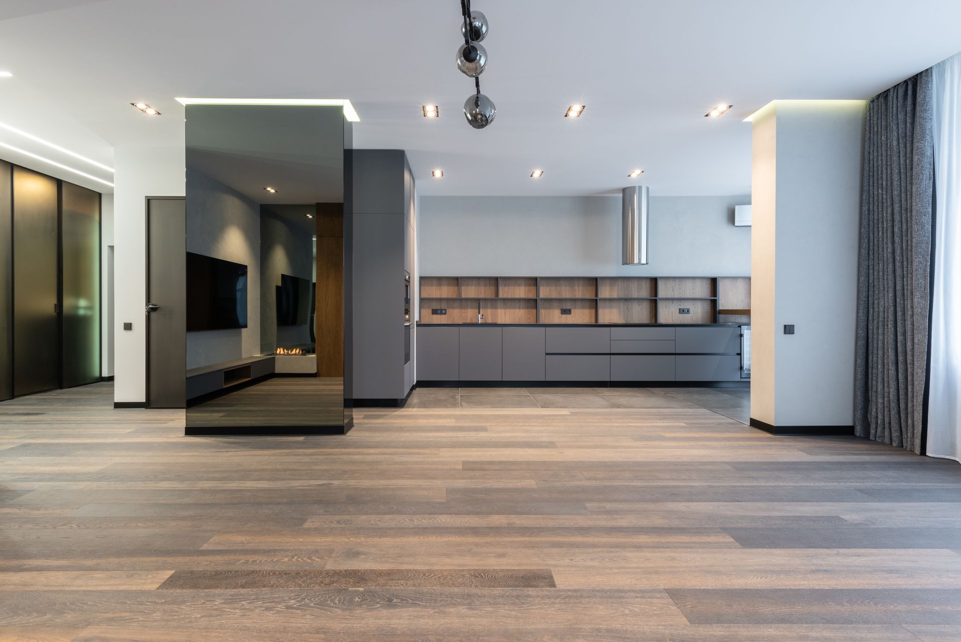 Open-plan living and kitchen after installation